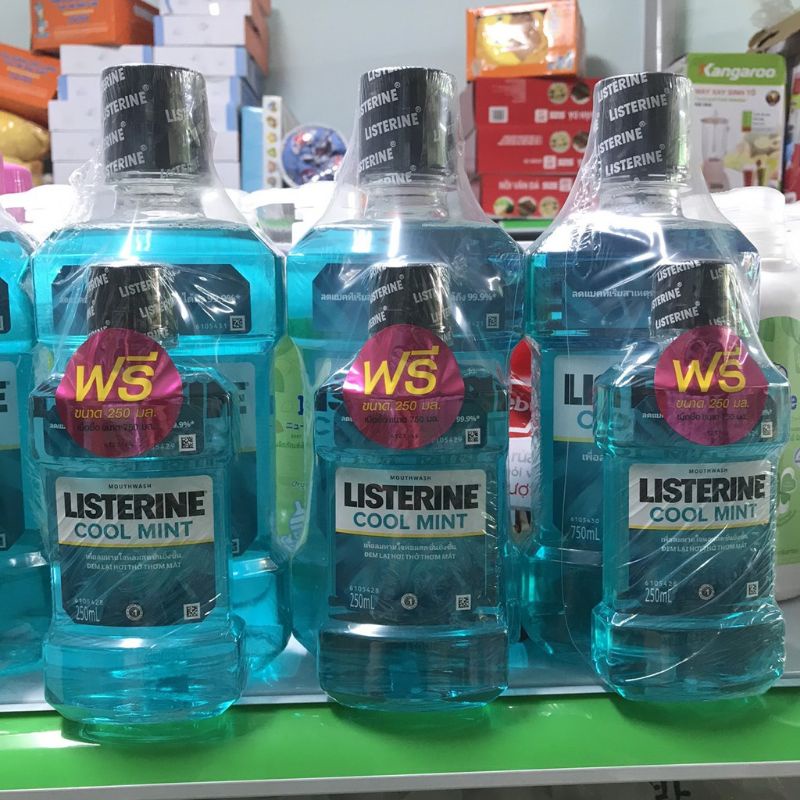 Nước súc miệng listerine Thái Lan 750ml tặng kèm chai nhỏ 250ml