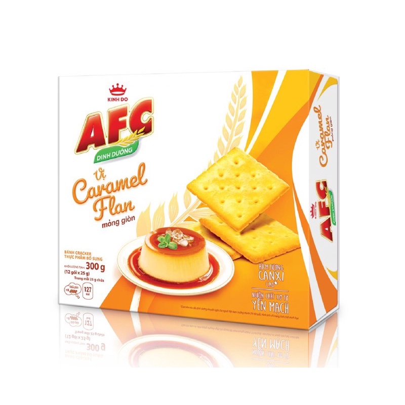 BÁNH AFC VỊ CARAMEL FLAN HỘP 300G (12 GÓI)/ AFC CARAMEN