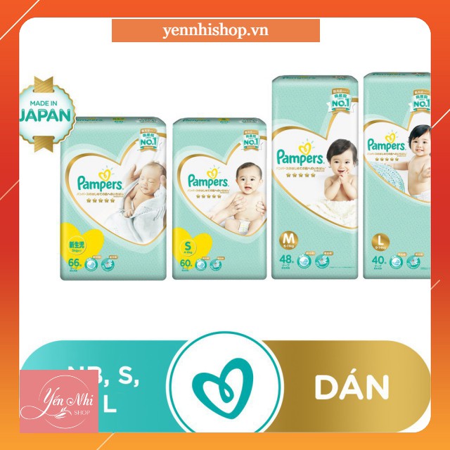 Tã Dán,Tã quần Pampers nội địa Nhật Size NB66/S60/M48/L40