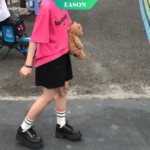Quần Short Cotton Ống Rộng Màu Trơn Phối Túi Hình Gấu Dễ Thương Phong Cách Nhật Bản Thời Trang Mùa Hè Cho Nữ