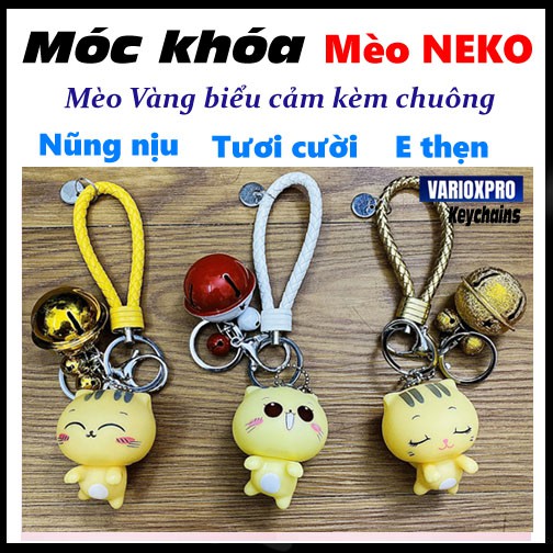 Móc khóa NEKO Mèo Vàng với biểu cảm siêu dễ thương - Kèm Chuông siêu to