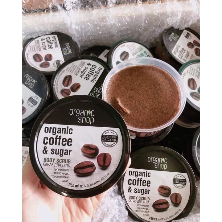 Tẩy Tế Bào Chết Cà Phê Organic Shop Coffee & Sugar Body Scrub Hũ 250ml