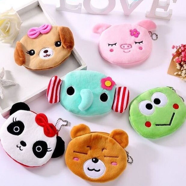 [PVN27915] Ví đựng tiền kiêm móc khóa bằng vải nhung hình động vật xinh xắn dành cho nữ - #mockhoa