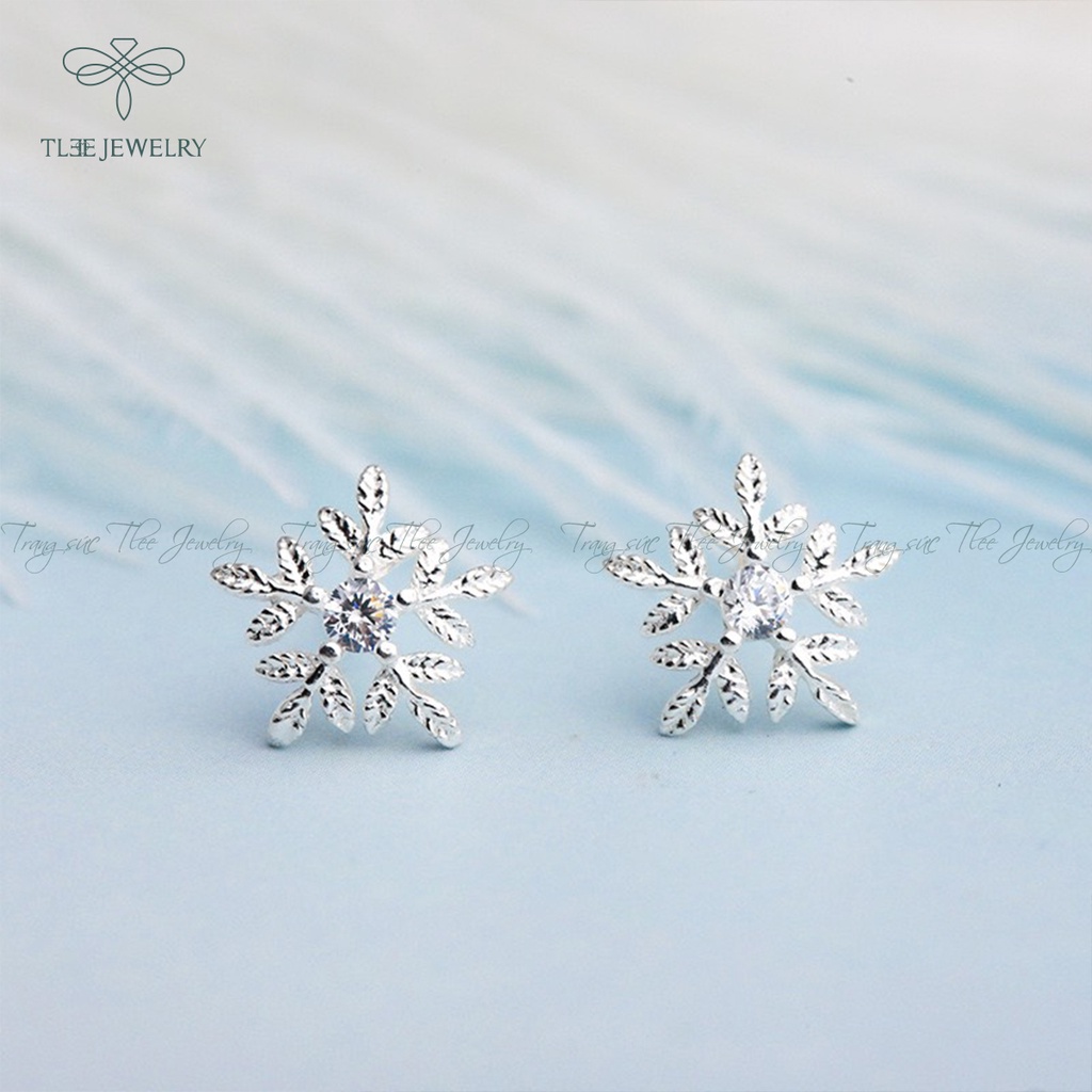 Khuyên tai bạc nữ TLEE hoa tuyết xinh xắn NCJ B0153