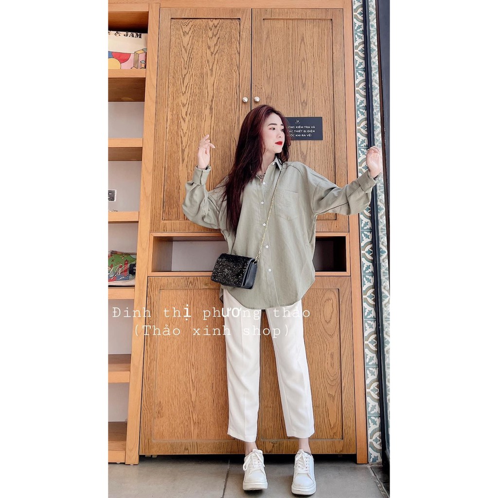 Sét Đũi Áo Sơ Mi Túi Ngực Mix Quần Suông | BigBuy360 - bigbuy360.vn