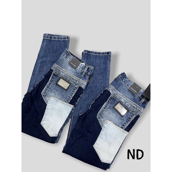 Quần jean nam màu xanh dolce,quần bò nam vá hoa D.G màu xanh