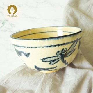 Tô canh Nhật size trung hình cánh con chuồn chuồn tung cánh bay Sen và Gốm SVG3865