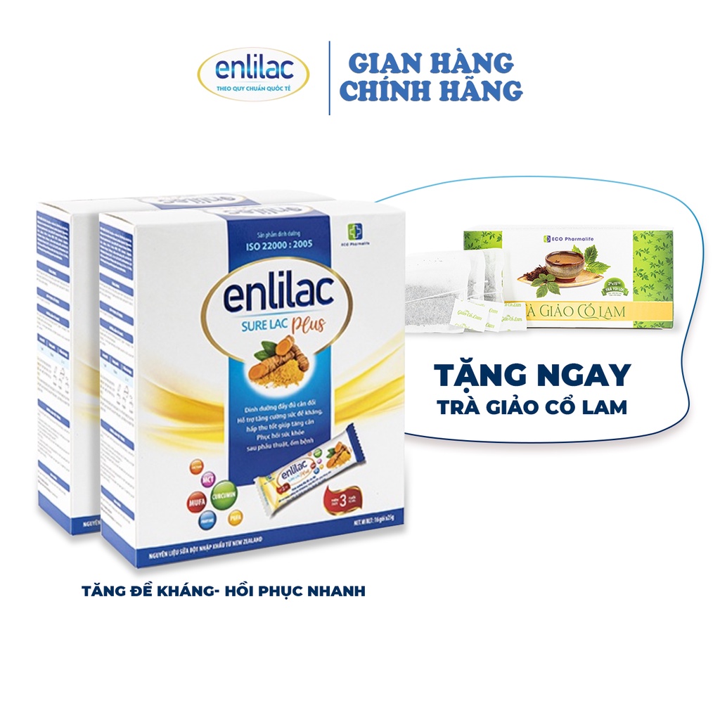 Sữa cao năng lượng Enlilac Surelac Plus 2 hộp 400g tăng đề kháng