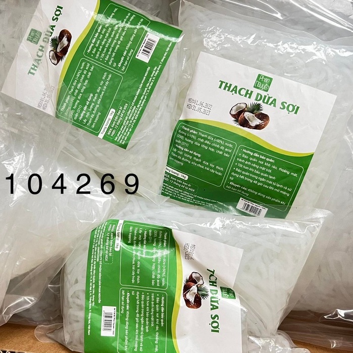Thạch Dừa Sợi Phan Nguyễn gói 1kg - 100% NƯỚC DỪA TƯƠI, GIÒN, THƠM TỰ NHIÊN- Bách hóa nguyên liệu