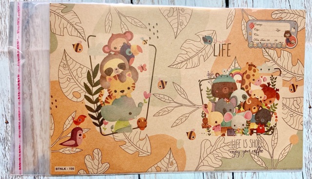 Xấp 10 tờ bao tập tiện lợi 2 trong 1 mẫu thú giấy krap