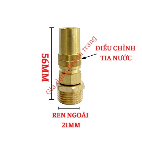 Đầu béc rửa xe, tưới cây đa năng có chỉnh tia bằng đồng