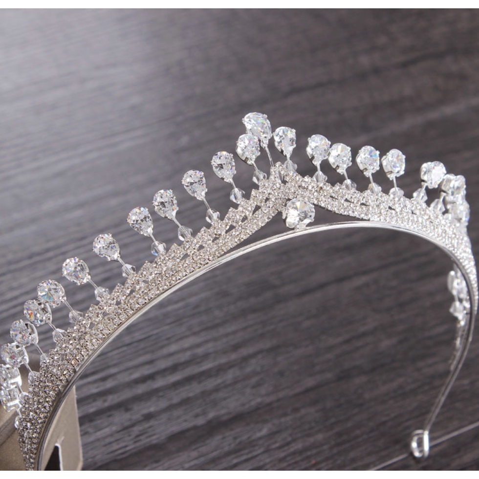 Vương miện cô dâu mẫu mới chóp hạt pha lê Giangpkc