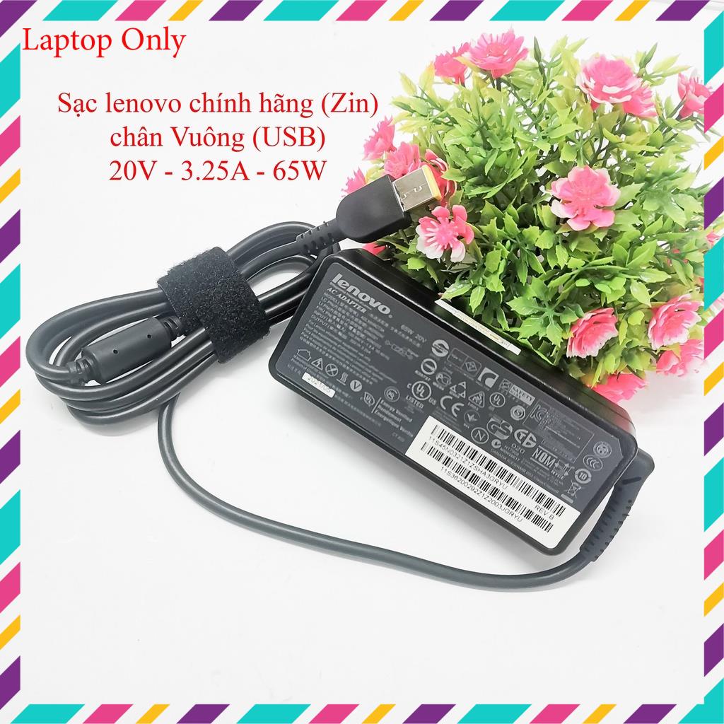 Sạc laptop Lenovo  chính hãng Zin 20V - 3.25A - 65W chân vuông ( USB)