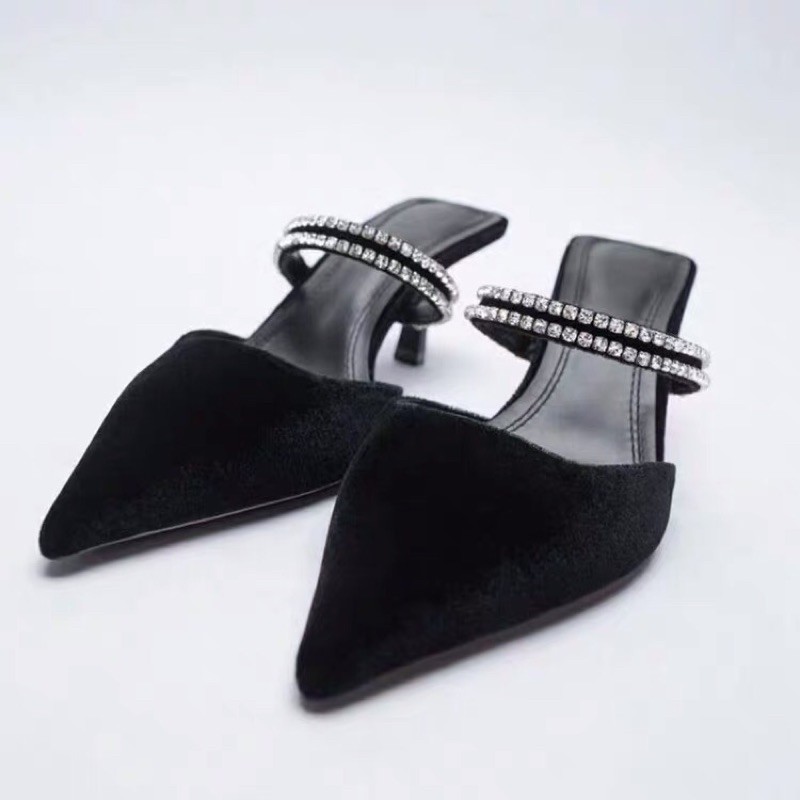 ORDER- ZR Guốc quai ngang gót vuông nâu