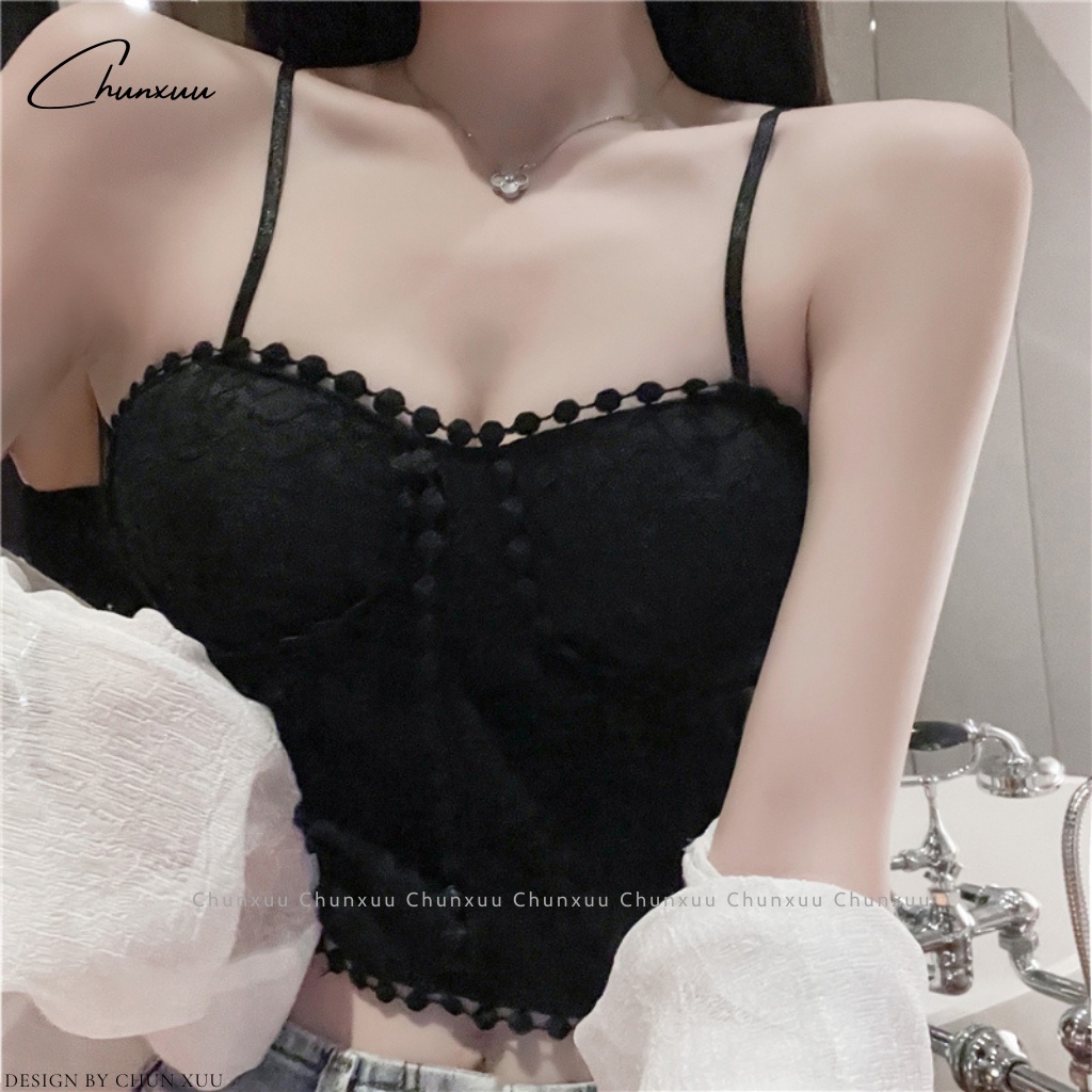 Áo bra 2 dây phối ren hoa gợi cảm ChunXuu, thiết kế đệm mút mỏng vừa thông thoáng ôm ngực - BR16