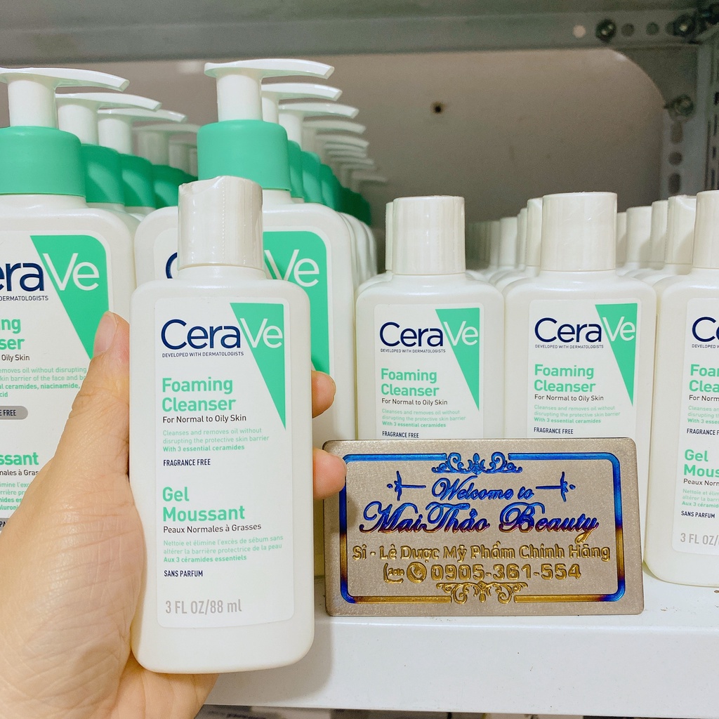 Sữa rửa mặt cho da thường đến da dầu CeraVe Foaming Cleanser Gel Moussant