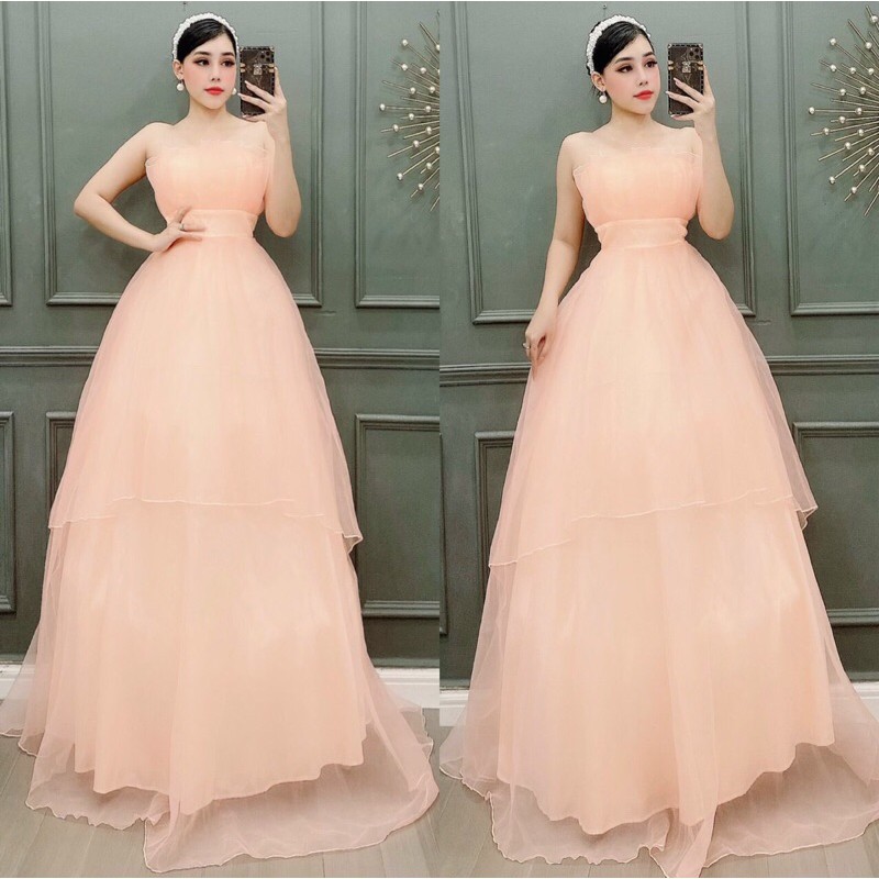 đầm maxi cúp ngực xếp 2 tầng