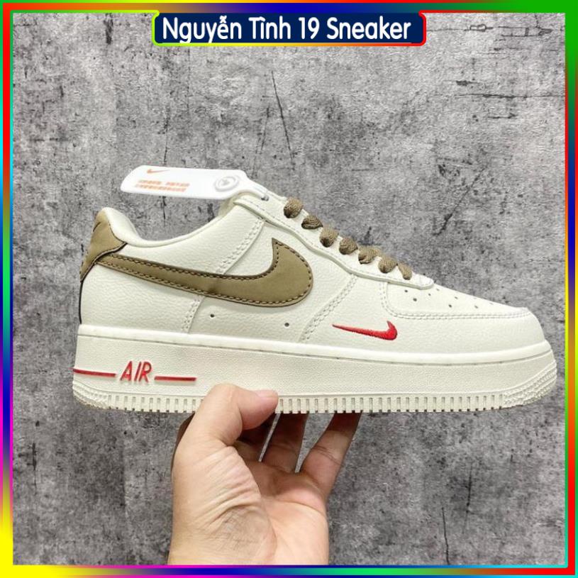 Giày thể thao nike_AF1 vệt nâu, Giày sneaker air force 1 low premium white brown nam nữ cực chất dễ phối đồ 2021