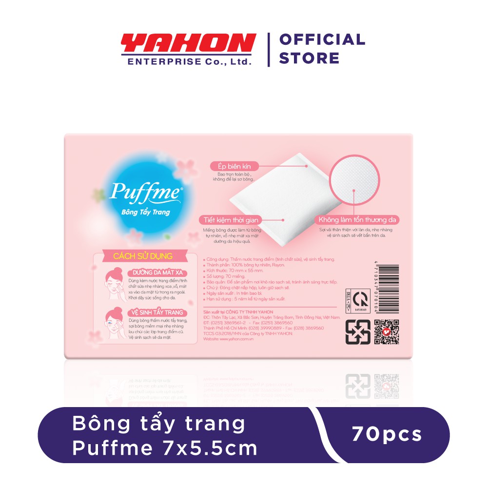 BÔNG TẨY TRANG PUFFME DẠNG TÚI 70 MIẾNG