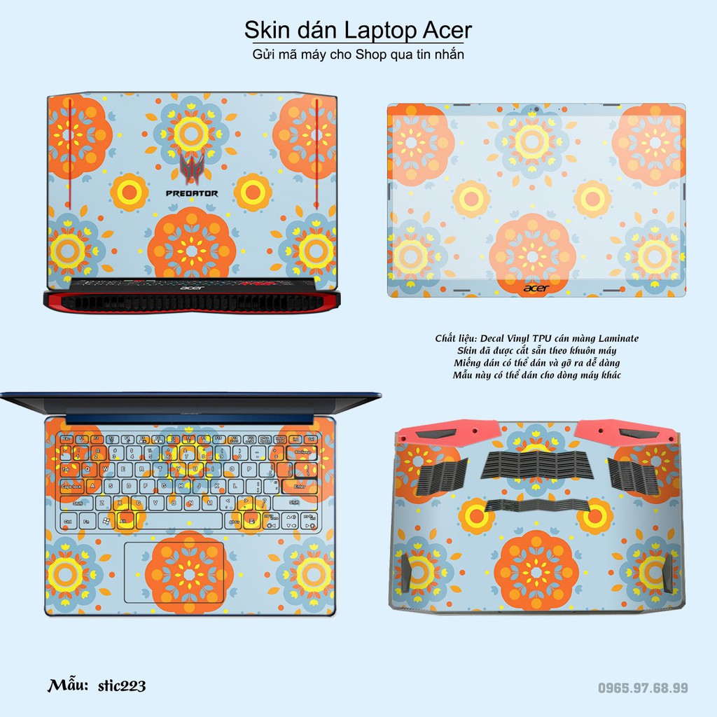 Skin dán Laptop Acer in hình Hoa văn sticker _nhiều mẫu 36 (inbox mã máy cho Shop)