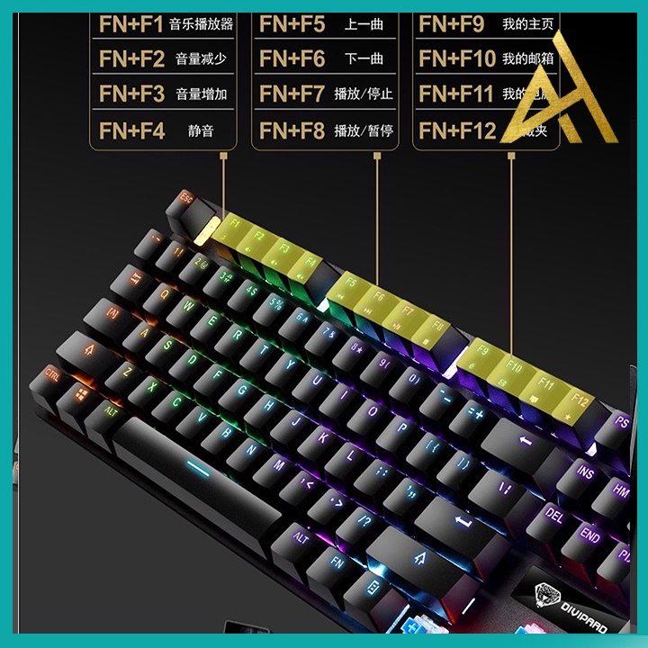 Bàn Phím Cơ Gaming Đèn LED 7 Màu DIVIPARD AK-911 Chuyên Game Bàn phím Máy Tính PC Laptop Keyboard Có Dây