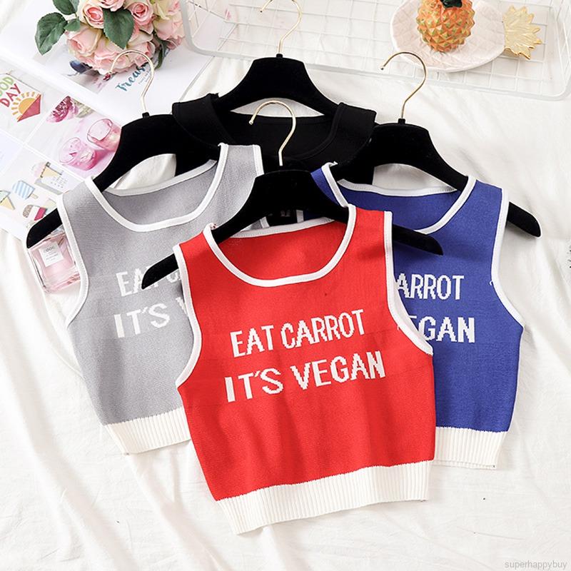 Áo Tank Top Dệt Kim Không Tay In Chữ Cá Tính Cho Nữ | BigBuy360 - bigbuy360.vn