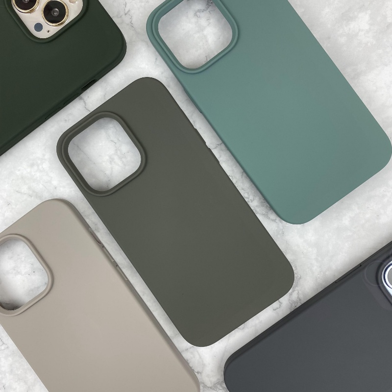 Ốp Điện Thoại Silicon Dẻo Màu Ô Liu Thời Trang Chống Sốc Cho iPhone 14 13 12 Pro