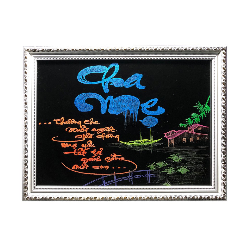 Tranh thư pháp thương cha xuôi ngược giữa dòng được điêu khắc thủ công bởi nghệ nhân