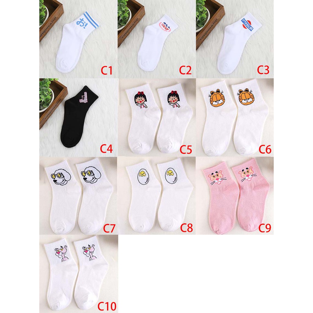 Vớ Thể Thao Cotton 30 Màu In Họa Tiết Hoạt Hình Dễ Thương Phong Cách Harajuku Cho Nam Và Nữ