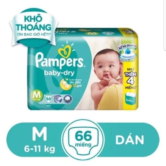 [Nhập TKBDADDY giảm 5%]Tã dán pampers size M66/L60/XL54