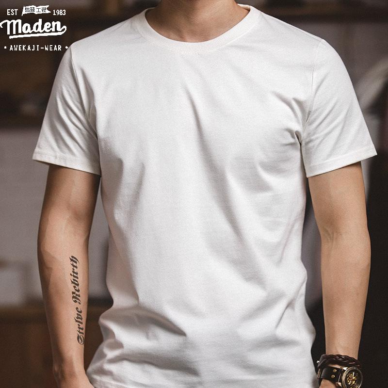 Áo thun MADEN cotton tay ngắn cổ tròn thời trang mùa hè 220g trẻ trung dành cho nam