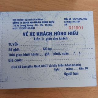Cuống vé xe khách 100 vé số nhảy như hình
