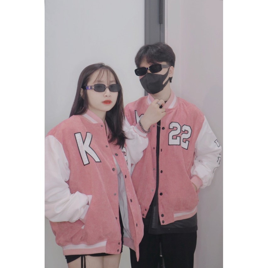 Áo Khoác Nam Nữ Nhung Tăm Jacket Varsity Graffiti King Brand Unisex V2 Màu Hồng-02