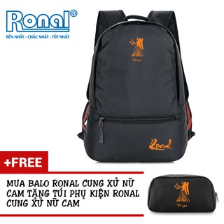 Ba lô thời trang Ronal BL78 tặng túi phụ kiện - Đen cam