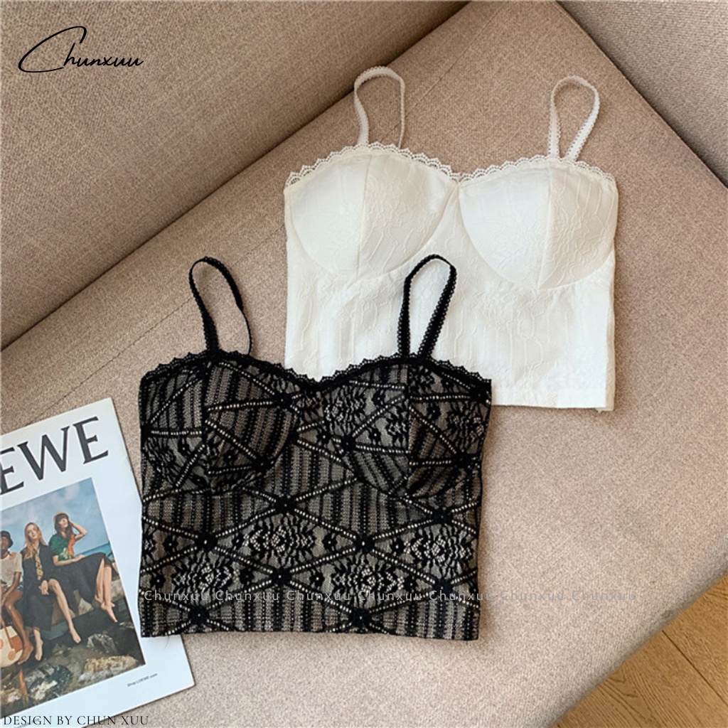 Áo bra nữ hai dây dáng lửng ChunXuu, thiết kế đệm mút mỏng vừa phối ren thoáng mát gợi cảm- BR14