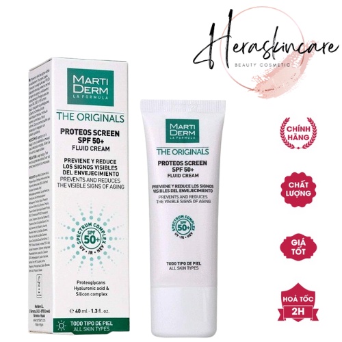 Kem chống nắng cho da dầu, mụn, nám và tăng sắc tố MartiDerm The Proteos Screen SPF50+
