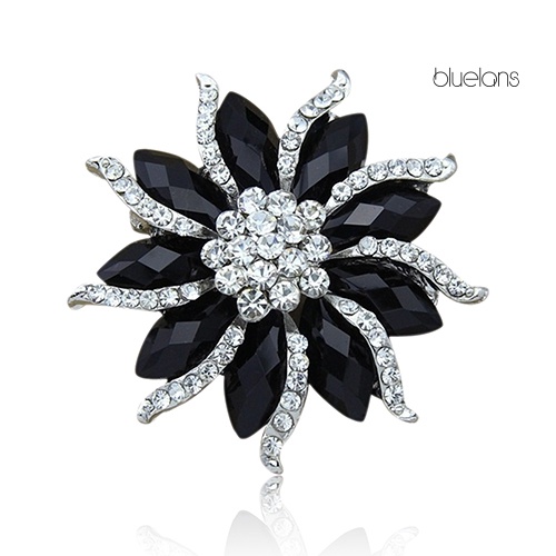 Trâm Cài Áo Hình Bông Hoa Đính Đá Pha Lê Đen Thời Trang Giáng Sinh Cho Nữ