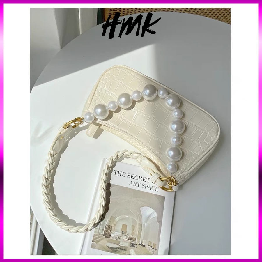 Túi đeo chéo mini, túi kẹp nách nữ đẹp dây ngọc thời trang basic