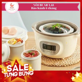 Nồi nấu cháo chậm, cách thủy và ninh hầm ăn dặm cho bé Bear 1,6L kèm lồng hấp