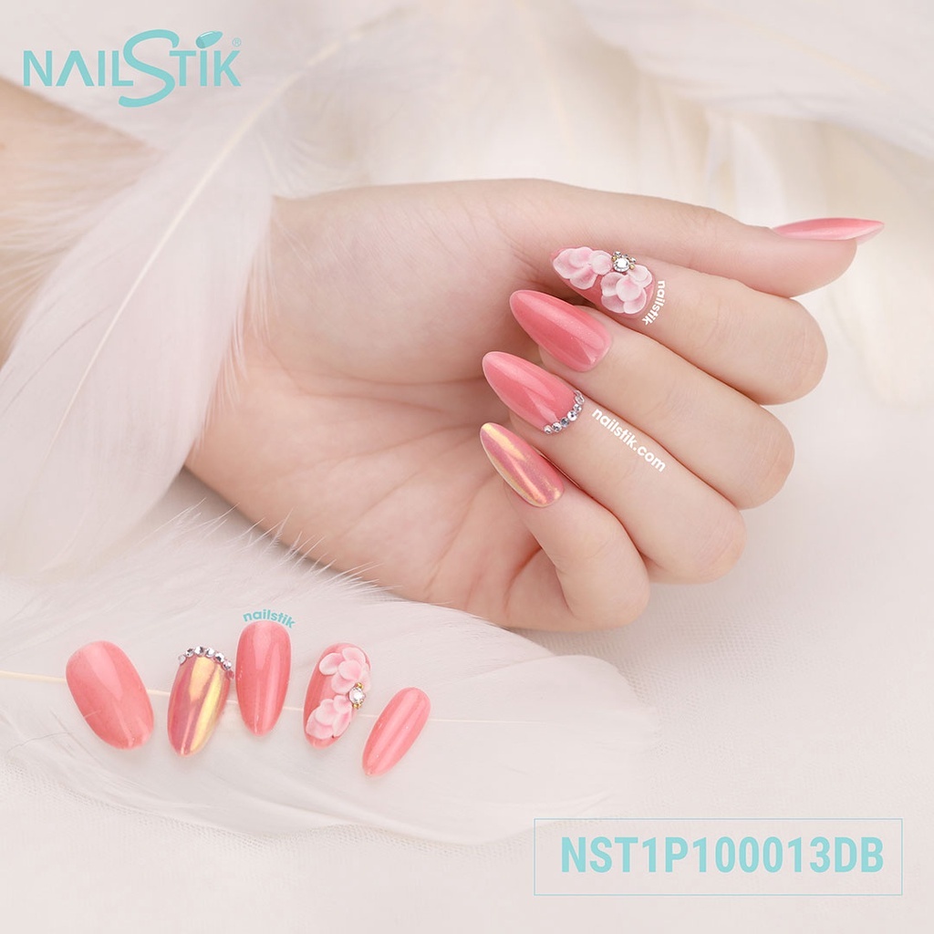 Móng úp thiết kế by NAILSTIK, màu hồng da, form móng bầu, dài 013