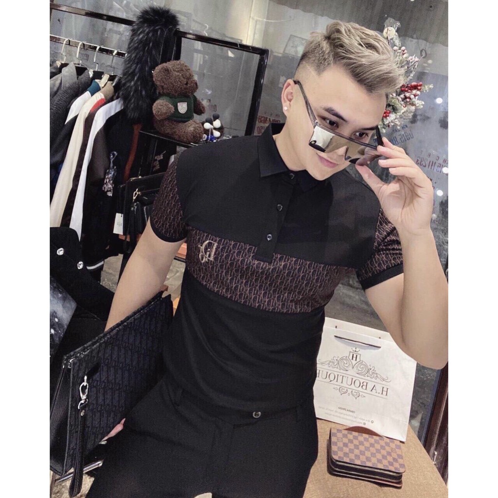 Áo thun nam ngắn tay cổ bẻ cotton 4 chiều cao cấp thêu logo . | BigBuy360 - bigbuy360.vn