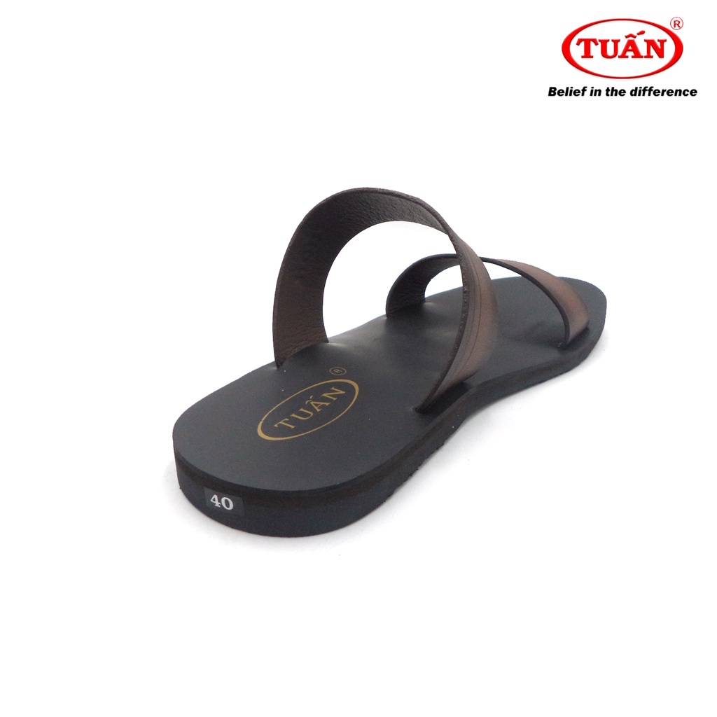 Dép da nam dép bảng ngang quai da bò thương hiệu Tuấn DXHU-30G