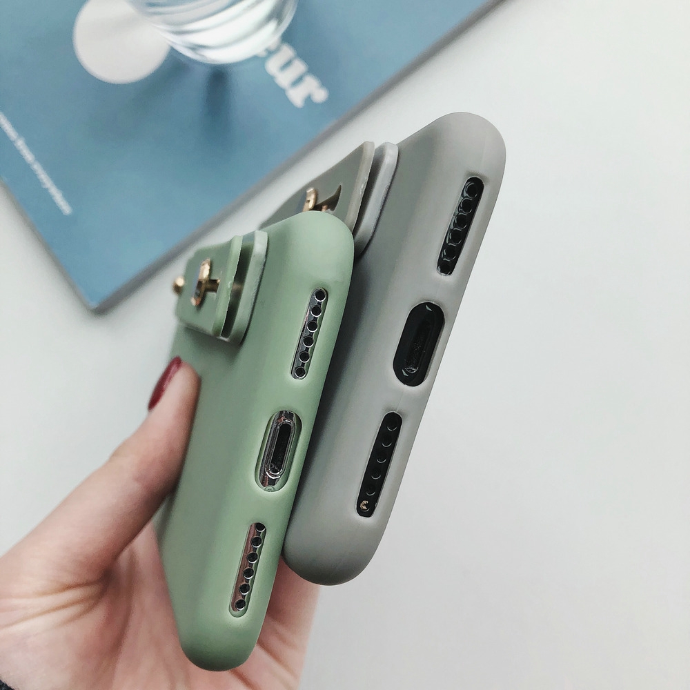 Ốp điện thoại màu trơn dễ thương có dây đeo cổ tay tiện lợi cho Redmi 6 Note 7 Pro Xiaomi Mi 9 8 Lite 9 Mix 2 2S