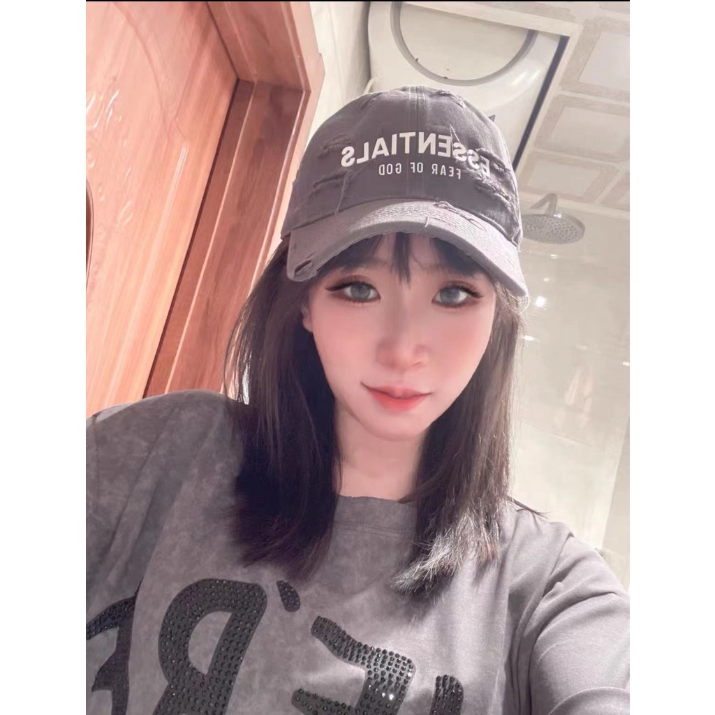 Fear of god essentials hat anti-old hole baseball cap trend street cap hip hop hat