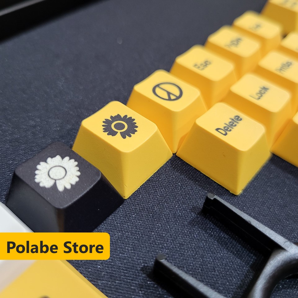 Keycap Bee and Daisy Cherry Thick PBT, keycap bàn phím cơ nhiều nút cân nhiều layout - Polabe Store