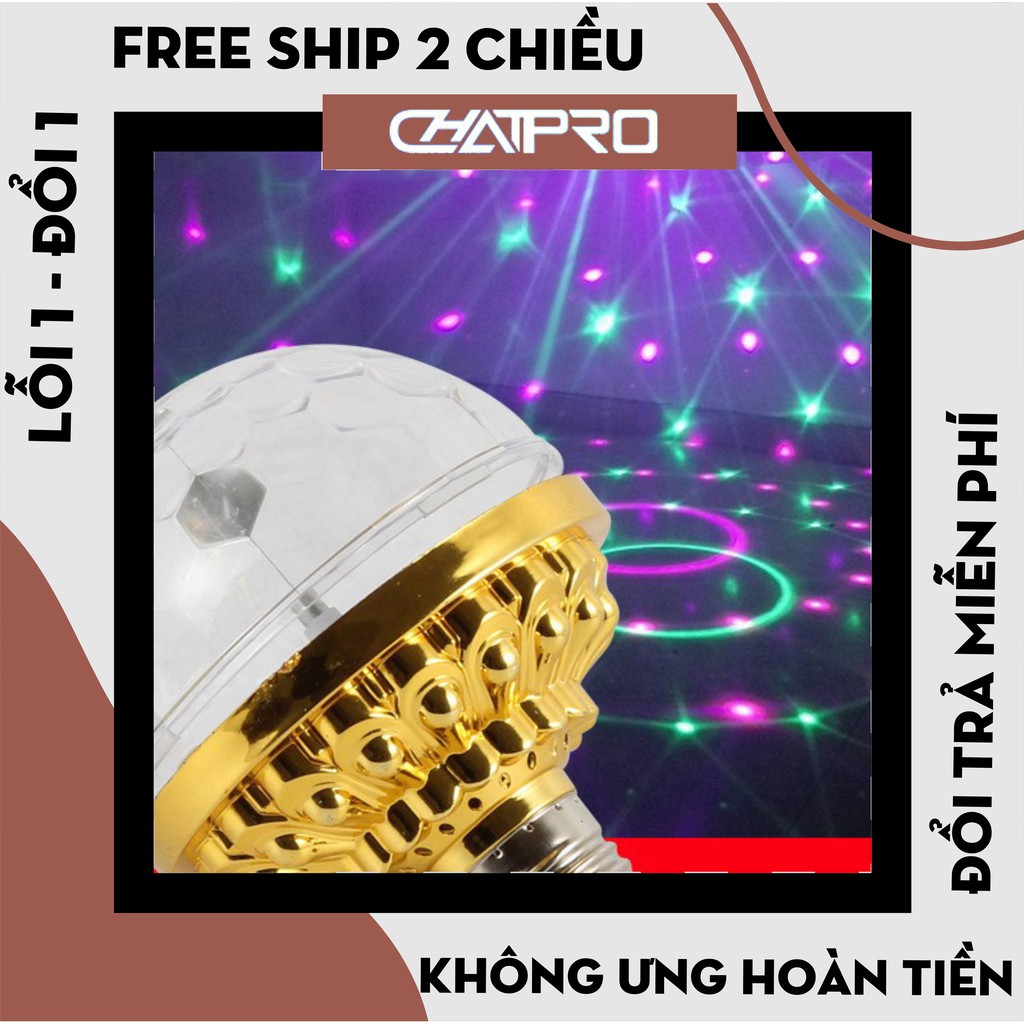 Đèn Led Nháy Chớp 7 Màu Tự Xoay Đui Tròn Cao Cấp Trang Trí Tết - Đèn Nháy Tết Laser Theo Nhạc Vũ Trường 7 Màu 5 Chế Độ