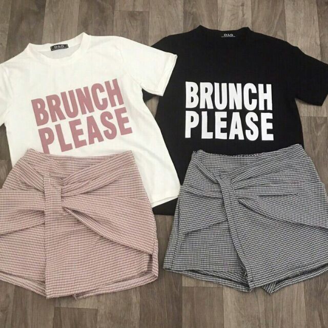 Set Brunch Please - Váy quần caro nơ