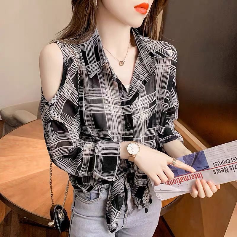 Áo sơ mi tay dài cổ polo đính hạt thời trang mùa thu mới cho nữ