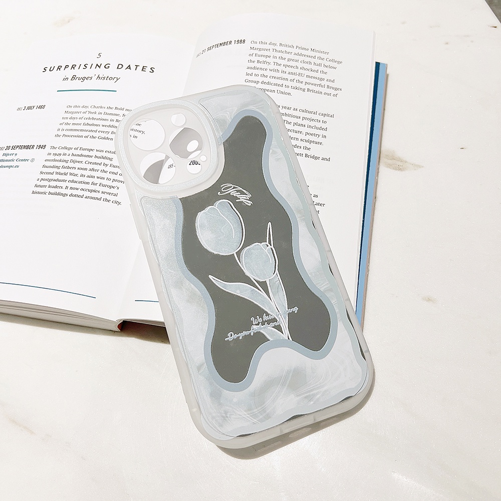 Ốp Điện Thoại Tráng Gương Chống Sốc In Họa Tiết Hoa Cho iPhone 11 12 13 Pro max mini XS max xr 7 8 se2020 plus