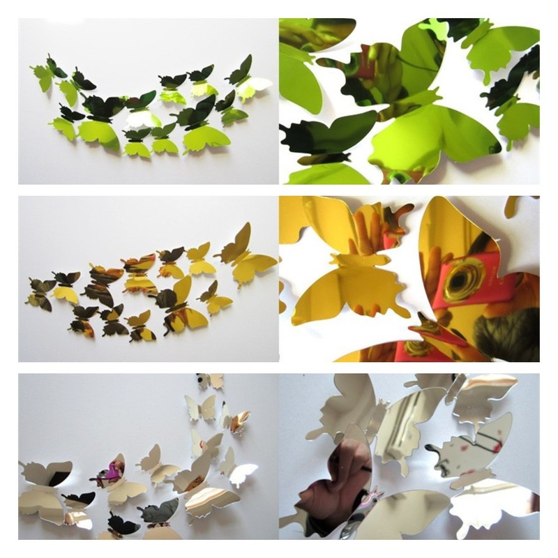 Bộ 12 hình dán hình bướm hiệu ứng 3D trang trí phòng khách/ phòng ngủ